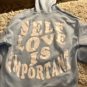 Blue Hoodie with Self Love Print